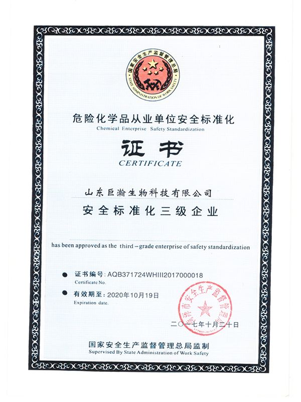 安全标准化证书